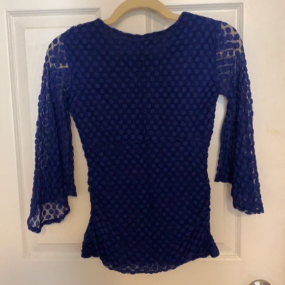 Style & Co PP Royal Blue Blouse with Bell Sleeves - Picture 3 of 8
